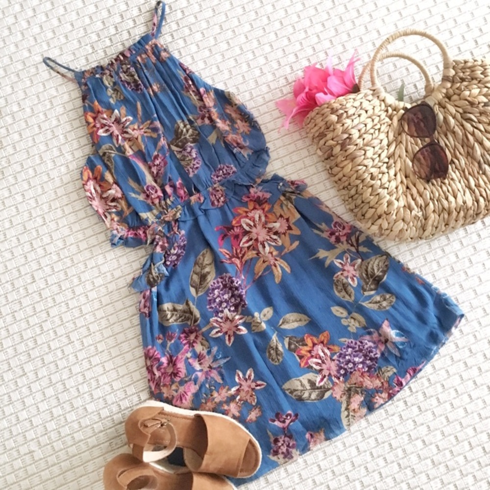 Vintage Blue Floral Dress